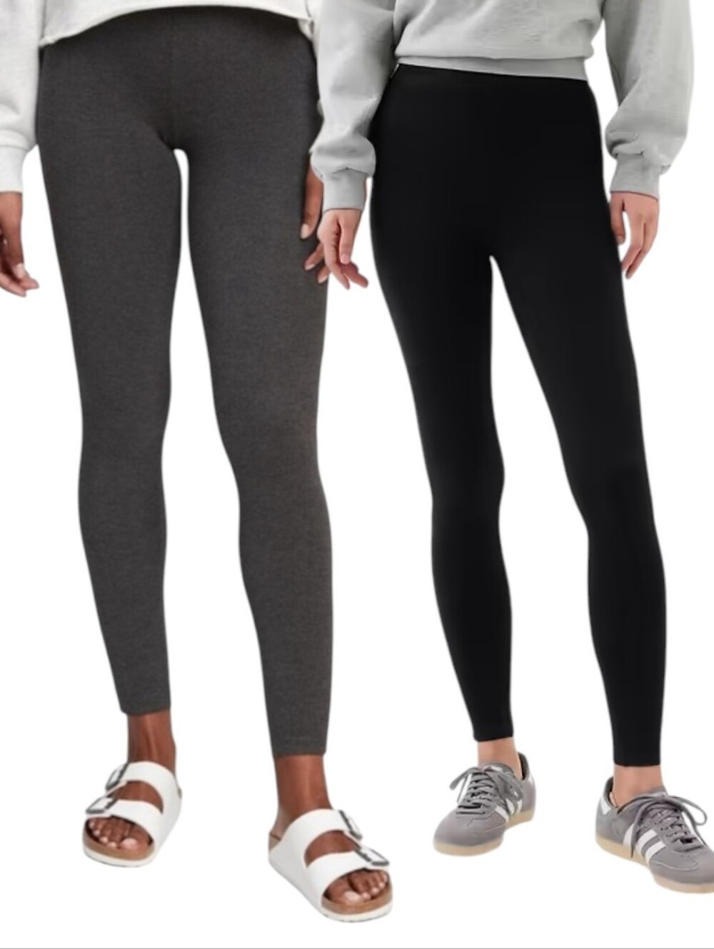 GAP Set Of 2 V Basic Jersey Leggings - Black & Charcoal Gray | Size M